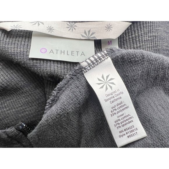 Athleta Gray Cinch Hem Thumbholes Ribbed Knit Inner Layer Zip Up Hoodie Sweater - Picture 15 of 16